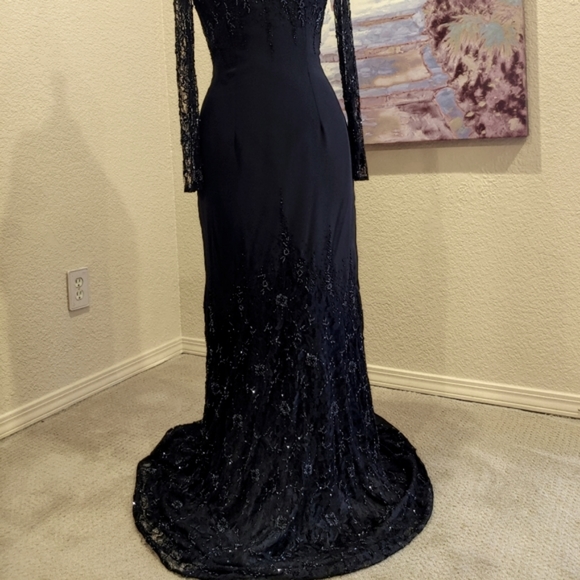 Montage by Mon Cheri Black Beaded Gown - Picture 7 of 16